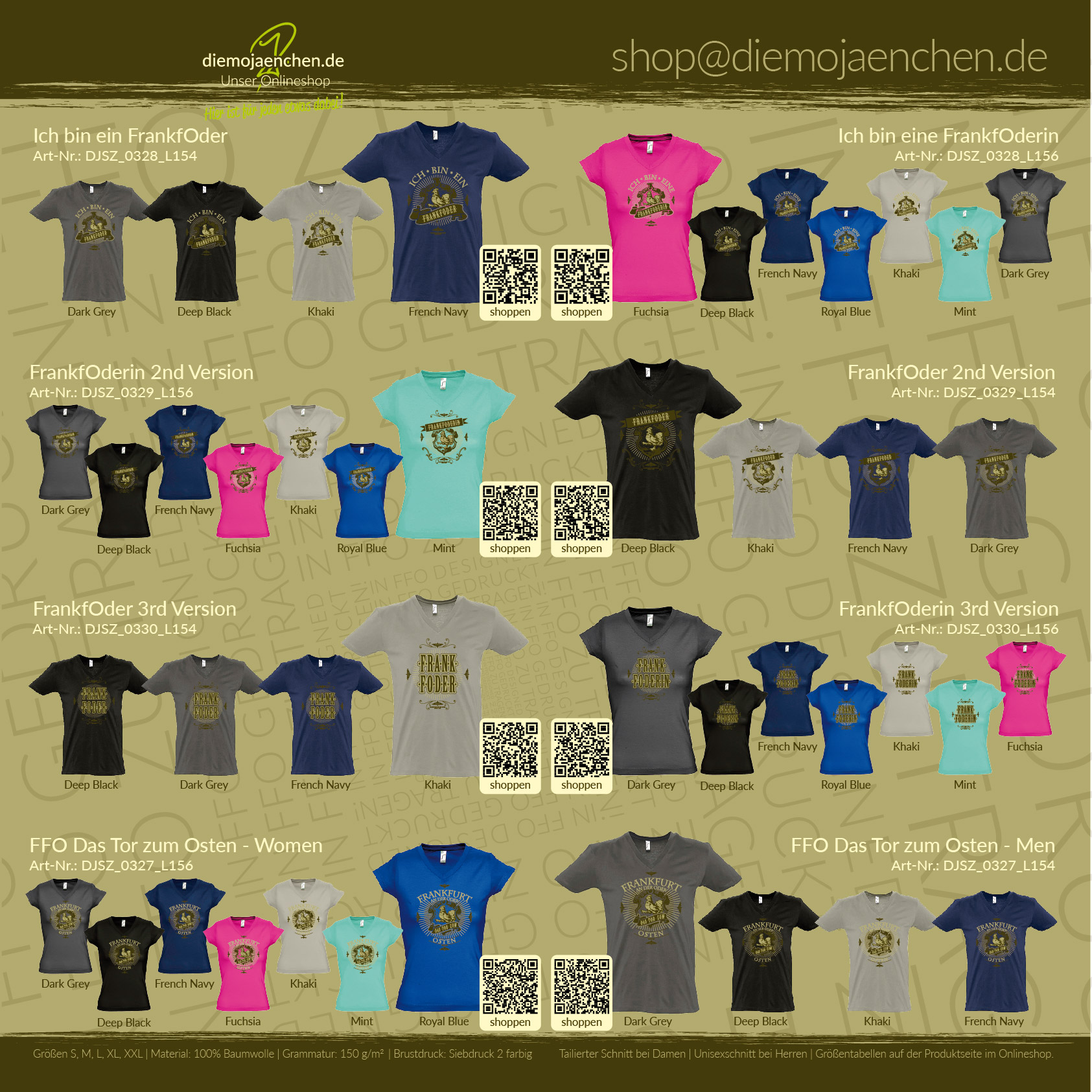 Alle Men & Women Shirts mit FrankfOder & Frankfurt an der Oder Motiven Informationsflyer